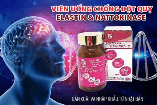 Viên uống Elastin plus & Nattokinase Hokoen hỗ trợ phòng chống đột quỵ - Hộp 80 viên
