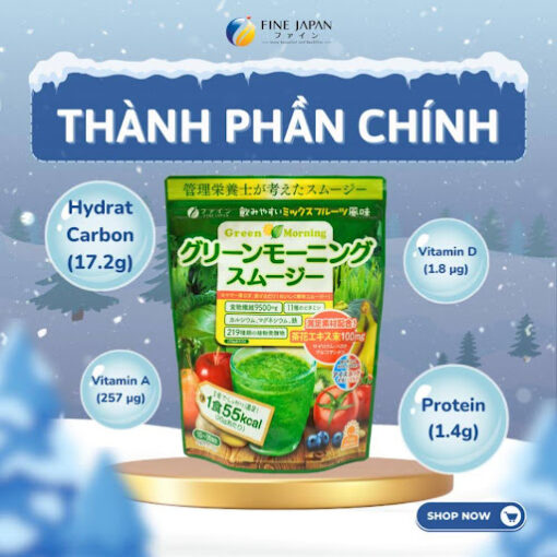 Bột chất xơ Green Morning Smoothie FINE JAPAN từ lúa mạch và rau củ gói 200g